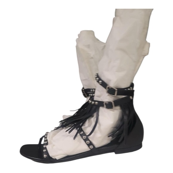 👓✨ Saint Laurent Studded Fringe Leather Sandals – Size 38 (US 7.5) ✨👓 - Picture 12 of 15